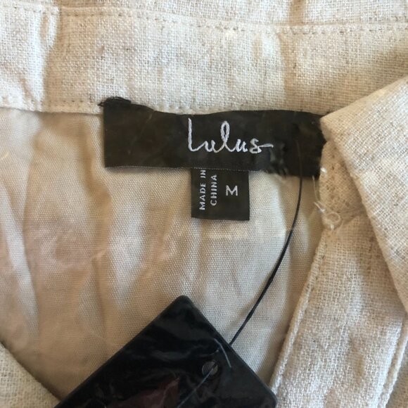 Lulus Italian Summer Beige Linen Midi Dress - Size M - Picture 8 of 8